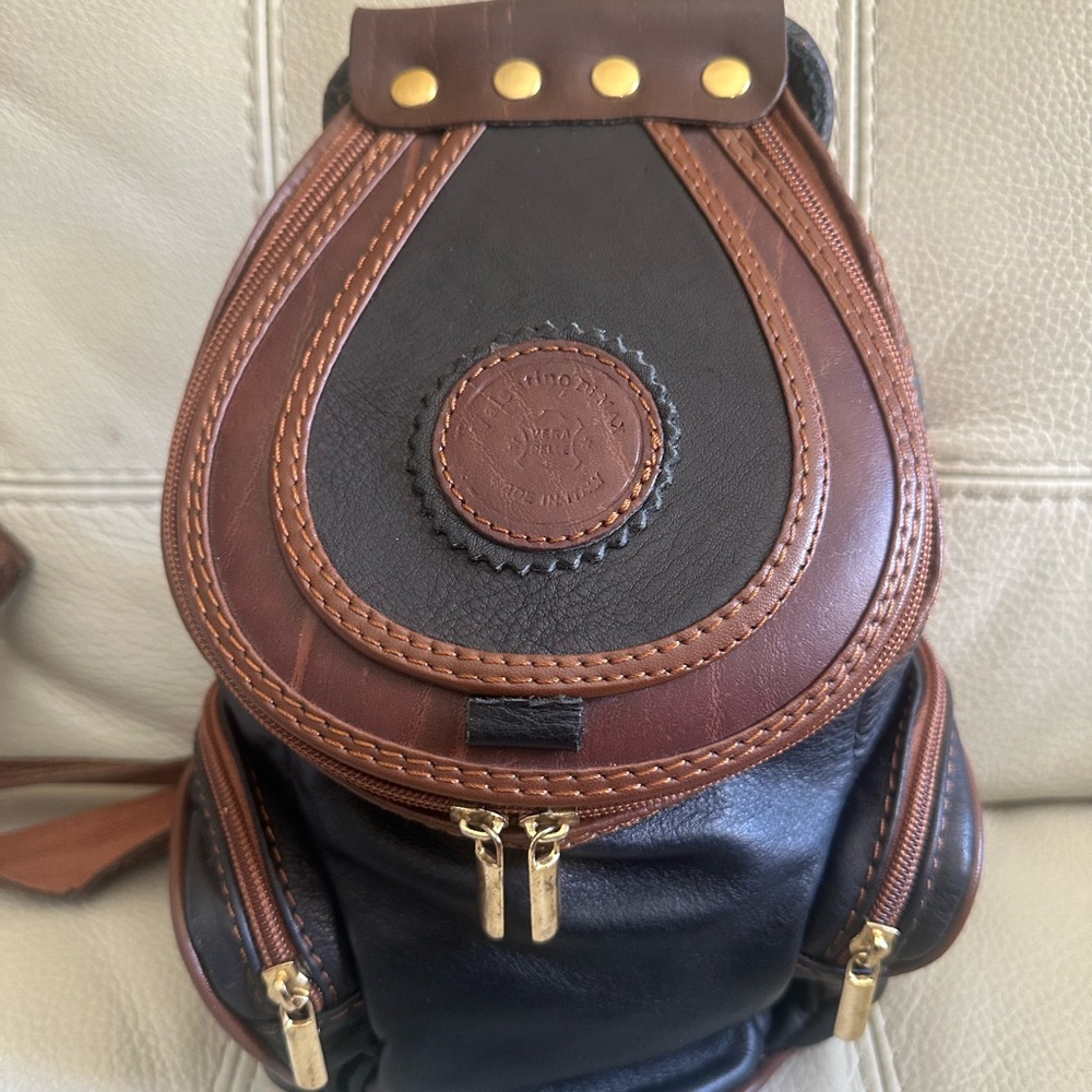 Vintage Valentine dimax Black and Brown Leather Backpack